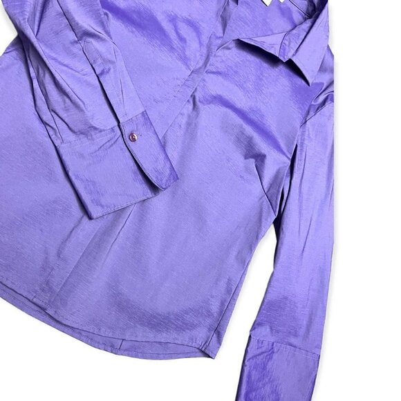 Mac & Jac Shiny Purple Button-Up Blouse Shirt - Womens 8 - Picture 3 of 4